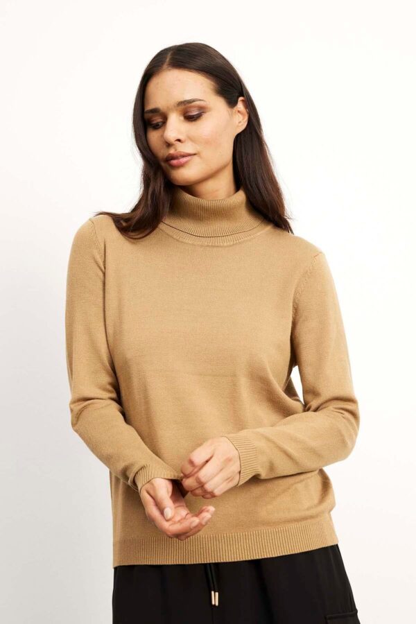 IN FRONT Camille High Neck Pullover, Farve: Camel, Størrelse: L, Dame - IN FRONT