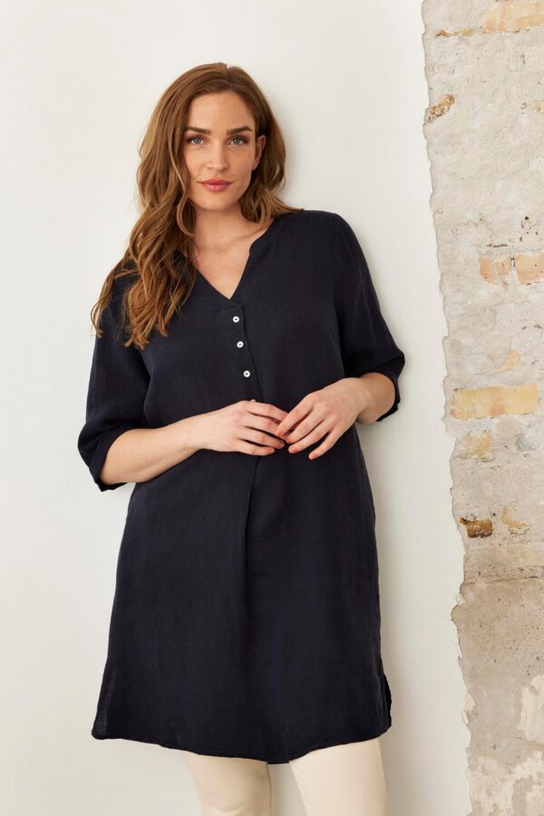 IN FRONT Lino Tunic, Farve: Navy, Størrelse: L, Dame - IN FRONT